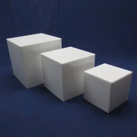 custom white acrylic display cube riser
