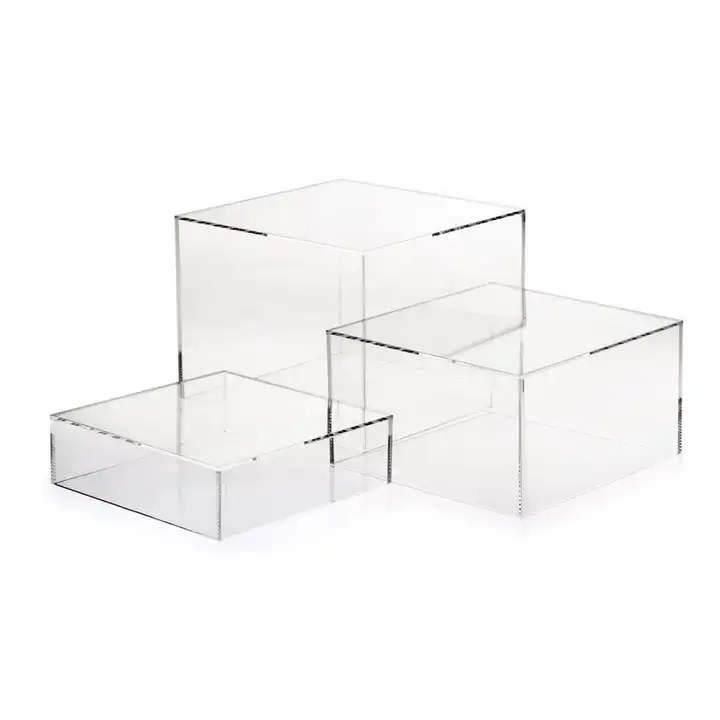 frosted set of 3 acrylic cube display nesting risers