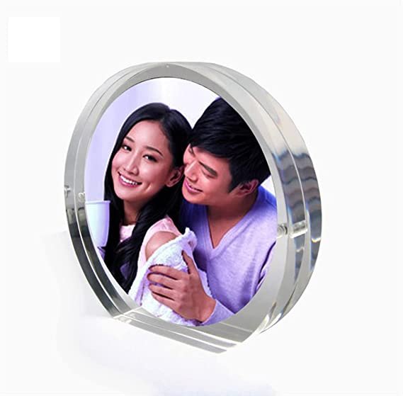 frameless desktop round acrylic photo frame